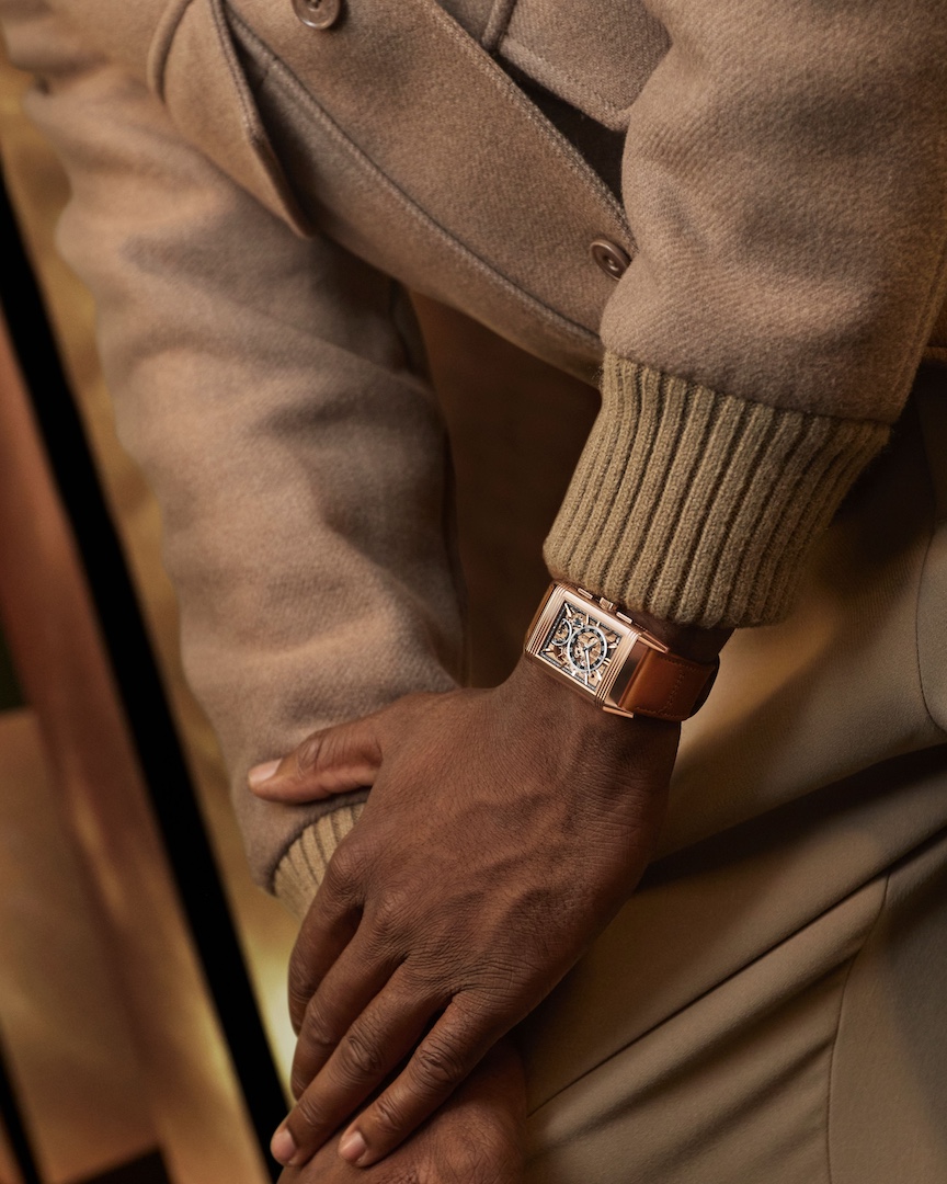 Jaeger-LeCoultre Reverso Tribute Chronograph in 18-karat pink gold.