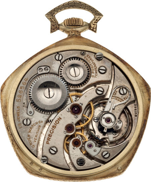 Gruen verithin pentagon top pocket watch